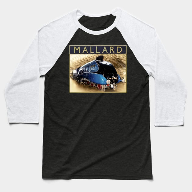 LNER A4 Mallard and Nameplate Baseball T-Shirt by SteveHClark